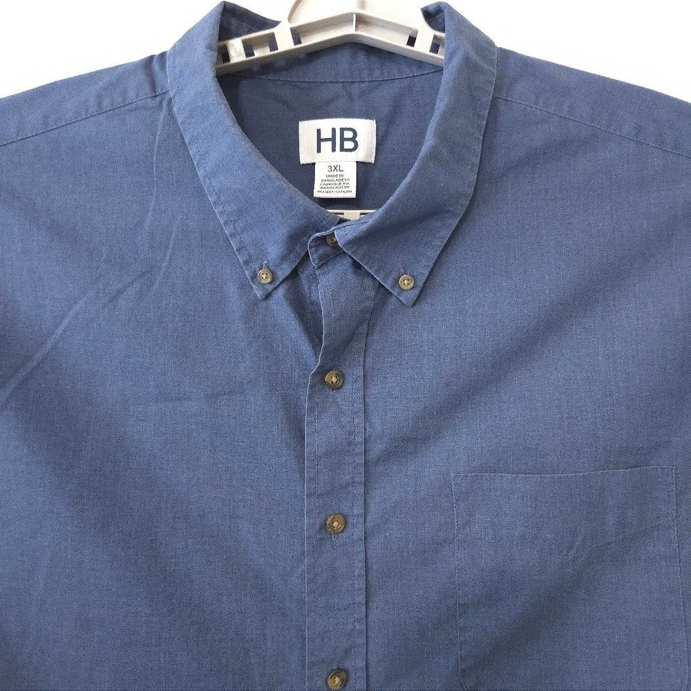 HB Harbor Bay Mens 3XL Blue Button Down Long Sleeve Shirt Business Casual - Picture 4 of 7